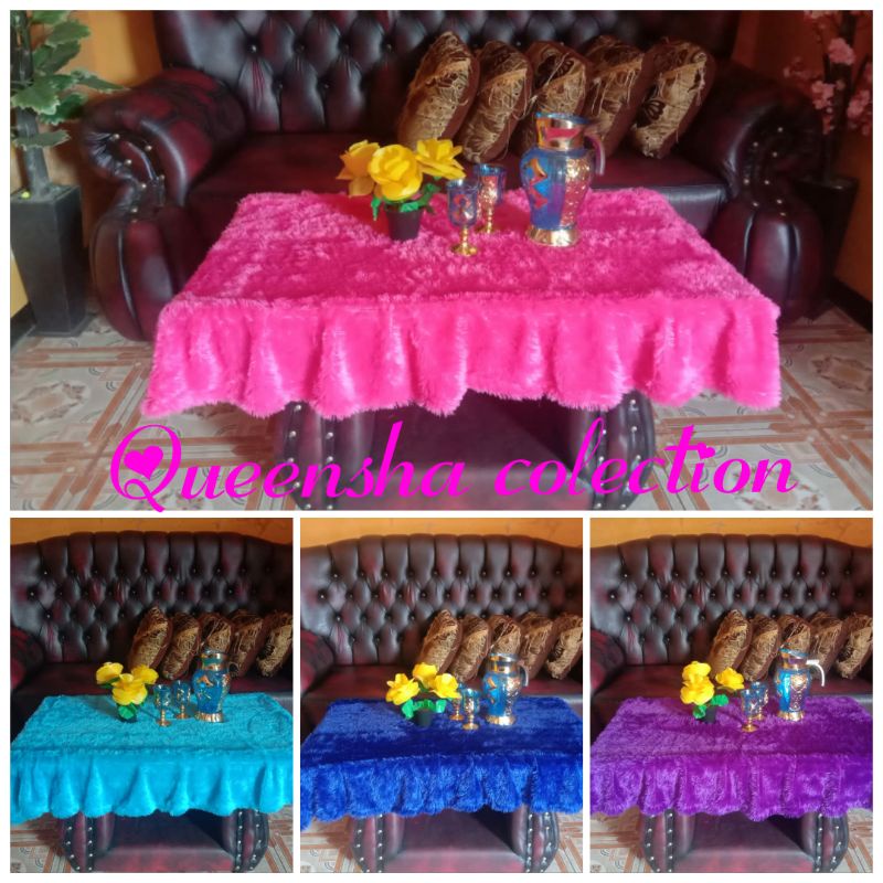 TAPLAK MEJA BULU RUMBAI / TAPLAK MEJA BULU RUMBAI UKURAN PANJANG 100 LEBAR 50 RUMBAI 20 CM / TAPLAK 