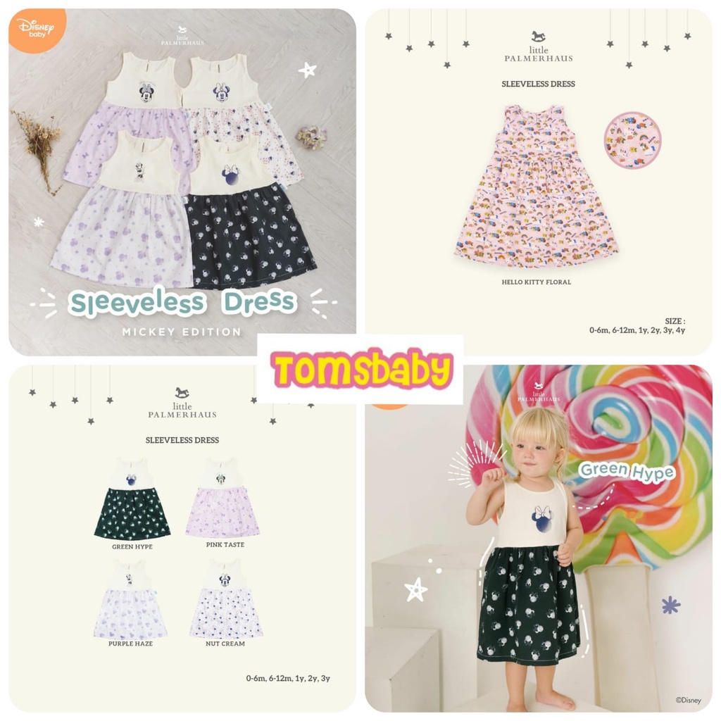 LITTLE PALMERHAUS 1pcs Sleeveless Dress ( Dress Anak Perempuan ) Hello Kitty Collection 0 1 2 3 4 Tahun