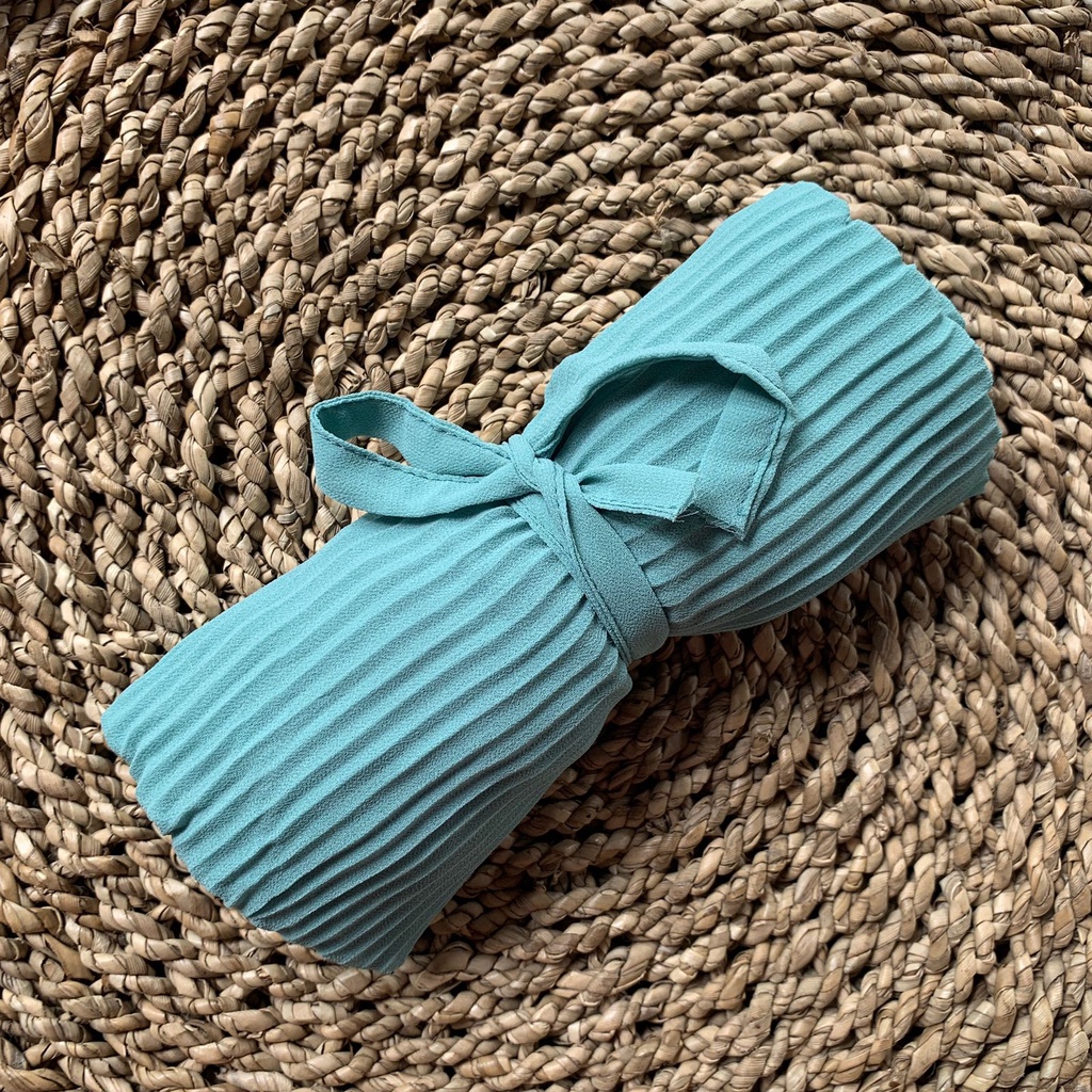 BERGO PLISKET LIDI PREMIUM Jilbab Instan tali Non tali Bahan Ceruty Jahit tepi-Tali Mint