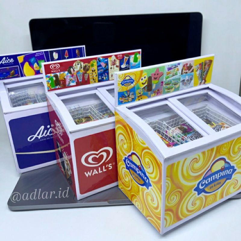 MINIATUR PAJANGAN FREEZER ICE CREAM (berikut isi miniatur ice creamnya)