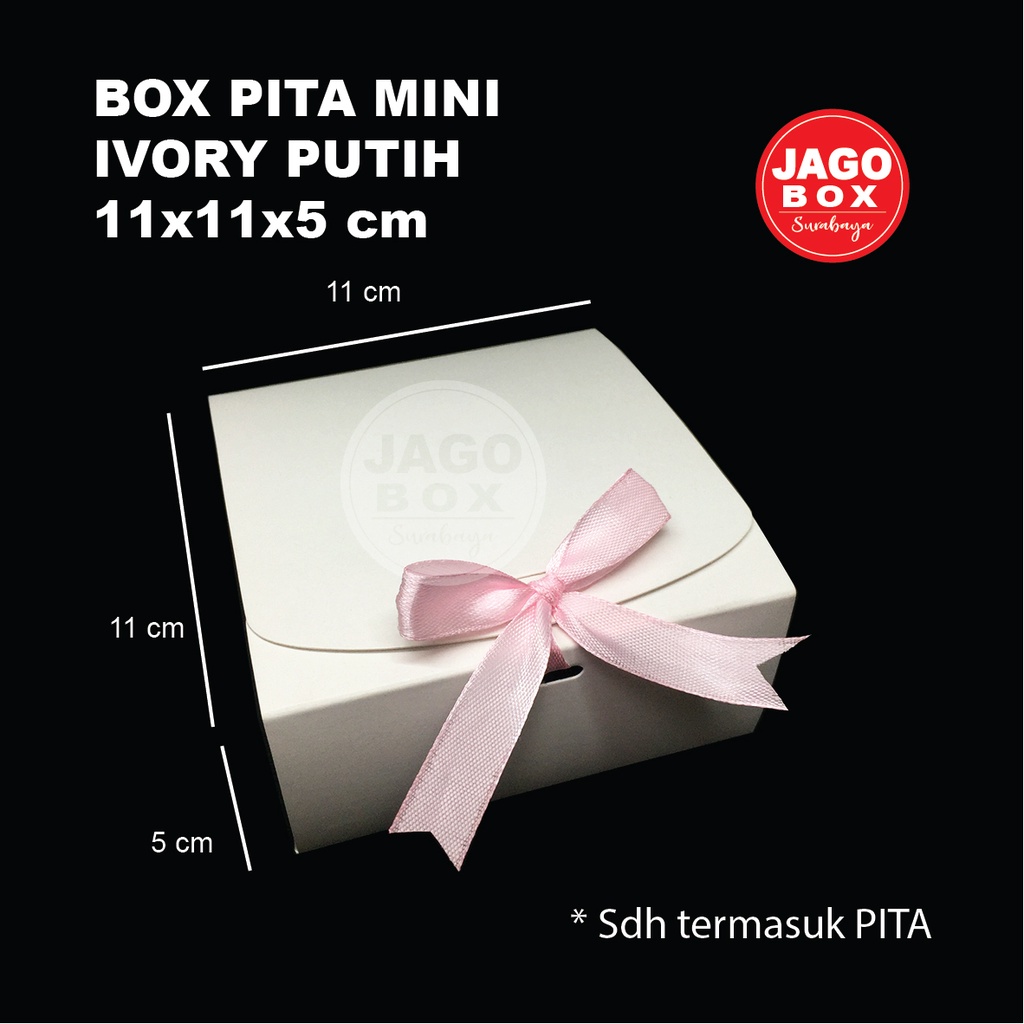 KOTAK / BOX GIFT / HADIAH SOUVENIR PITA MINI 11x11x5 cm IVORY PUTIH