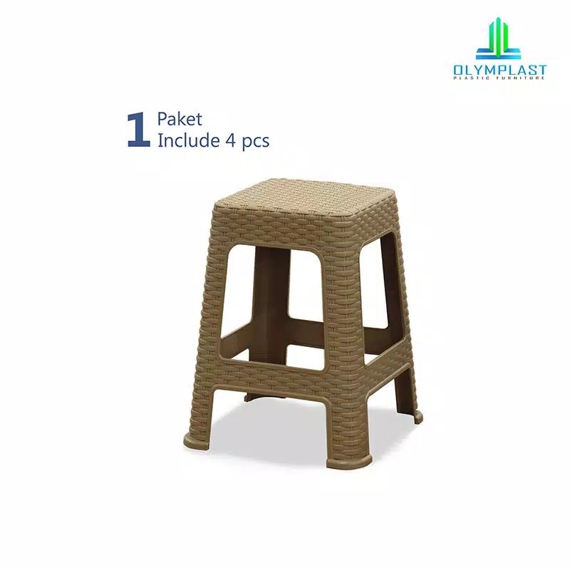 OLYMPLAST Kursi Bakso Motif Rattan Square Chair (4 Pcs)