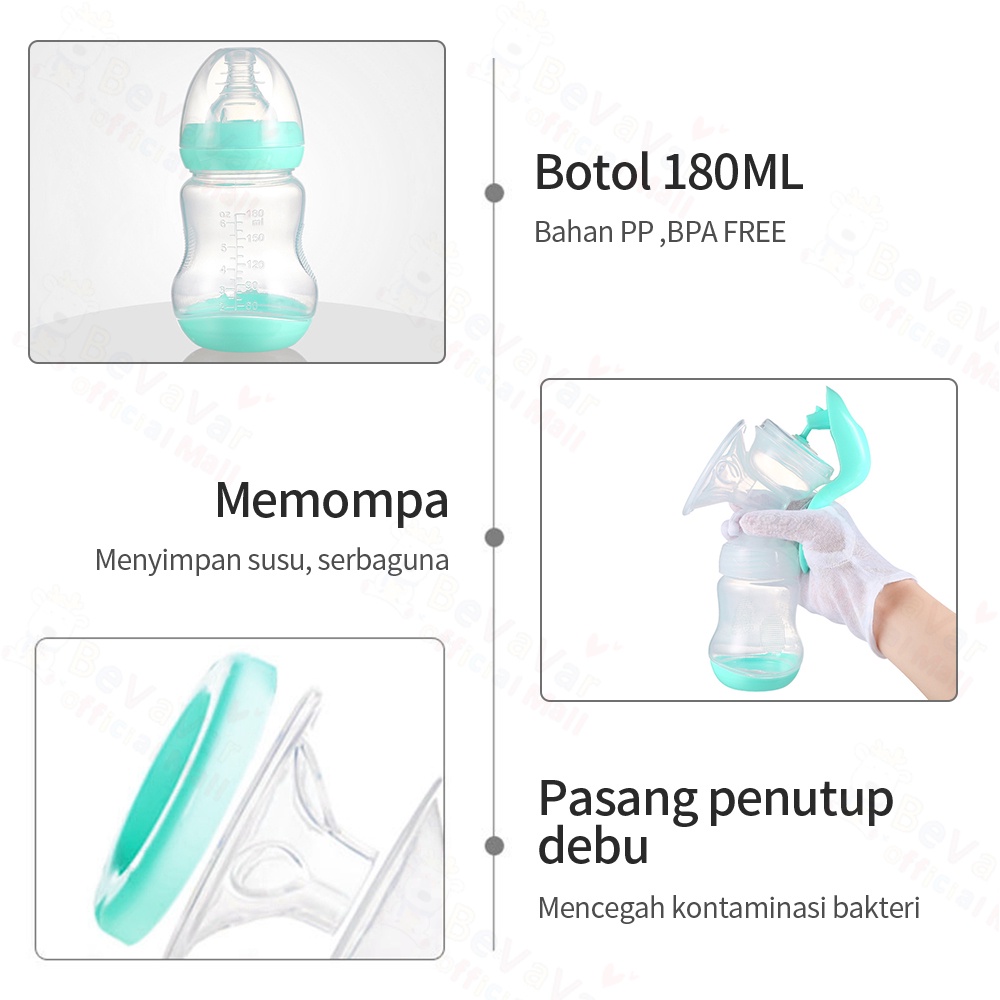 BEVAVAR Pompa Asi Manual Breast Pump Untuk 180Ml