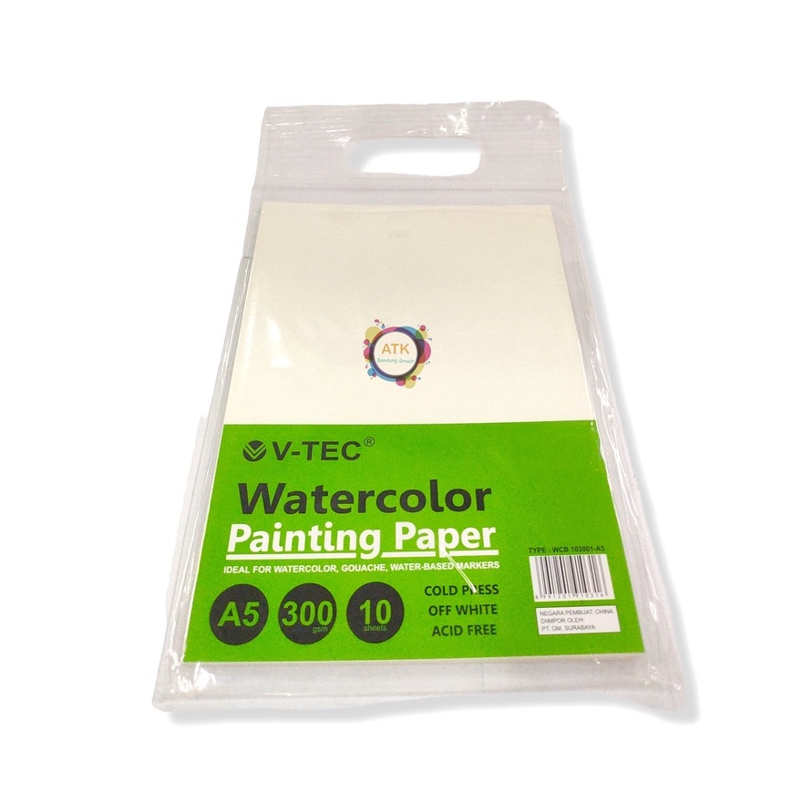

Water Color Painting Paper V-Tec Ukuran A5 WCB 103001 / Kertas Lukis Vtec 300 Gram isi 10 Sheet – SHABG
