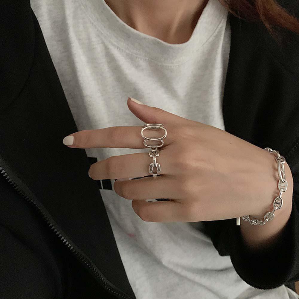 Mxbeauty Cincin Terbuka Hiphop Sederhana Wanita Berongga Gadis Korea Fashion Perhiasan