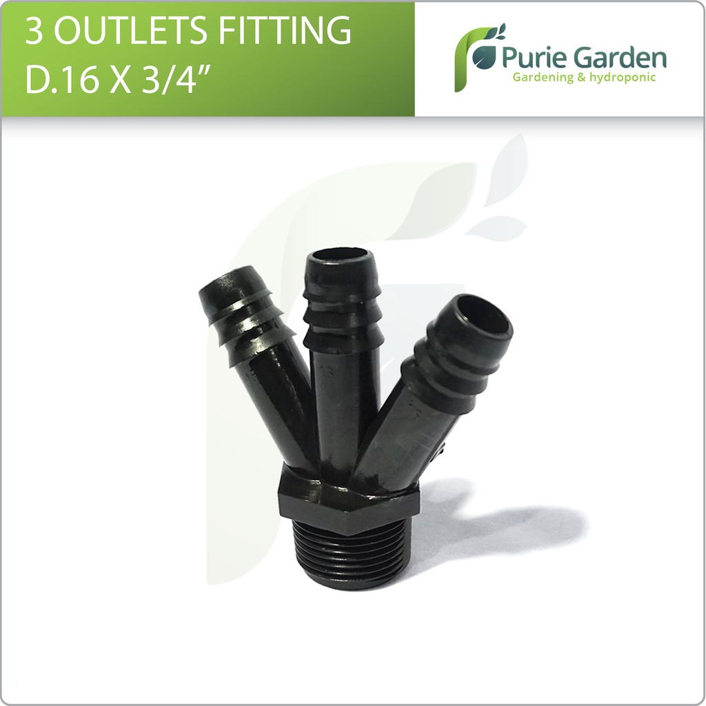 3 Outlets Fitting D. 16 x 3per4 Irritec