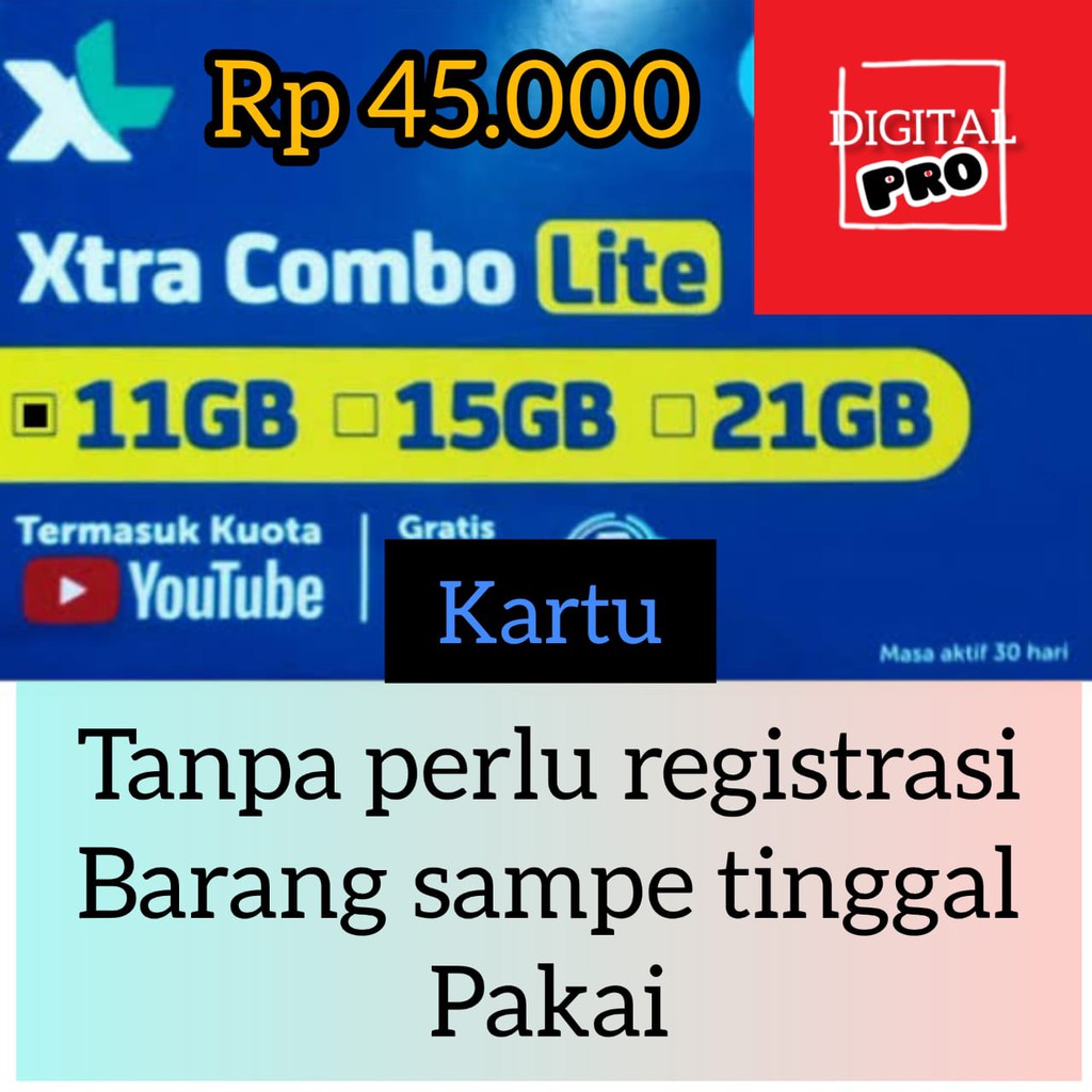 XL Xtra combo lite 11 GB tanpa perlu registrasi.