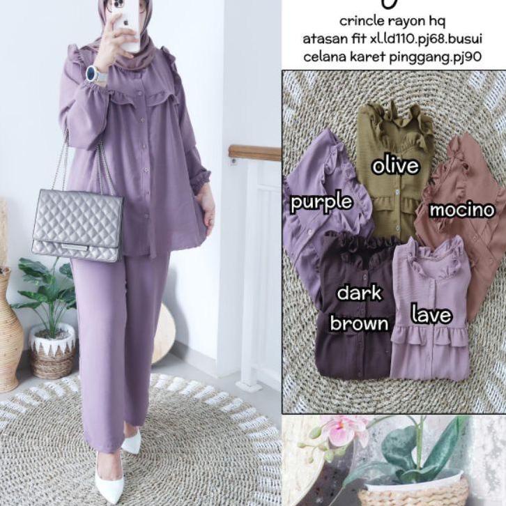 ▲ MILLY SET | SETELAN KRINKLE | SETELAN KEKINIAN | SETELAN KRINKLE LENGAN PANJANG | SETELAN CANDY LA