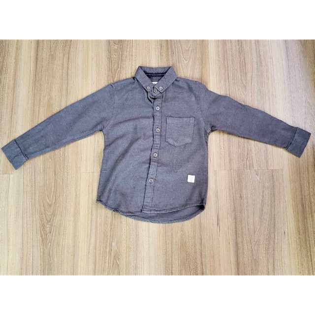 Baju Kemeja anak balita laki-laki lengan panjang abu-abu premium umur 1-6 tahun