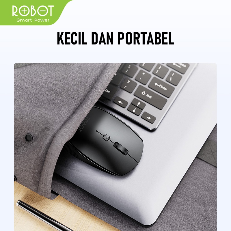 Mouse Wireless ROBOT M205 2.4G 1600DPI Receiver USB untuk PC Laptop-Garansi Resmi 1 Tahun original