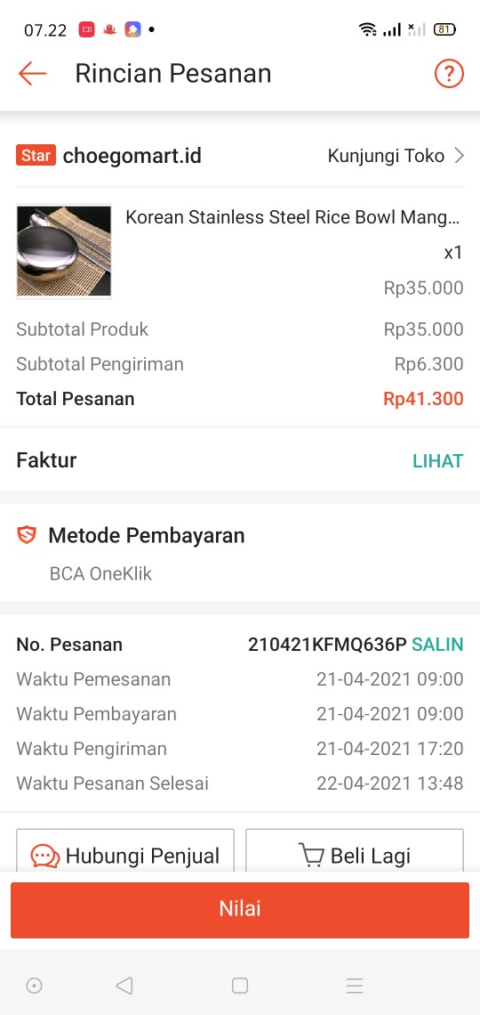 Korean Stainless Steel Rice Bowl Mangkuk Mangkok Nasi Korea Stainless