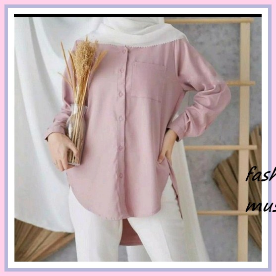 Vea Kemeja Ful Color Kancing Depan Ld 112Cm Blouse Busui Friendly Mat Linen Adem Kemeja Wanita Casua