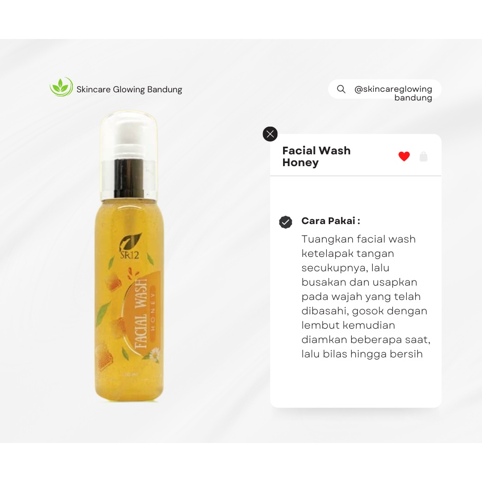 Facial Wash Honey SR12 Sabun Pembersih Wajah Aman Halal Natural Face Soap Sabun Wajah Skin Brightening Saop Glowing Face Wash