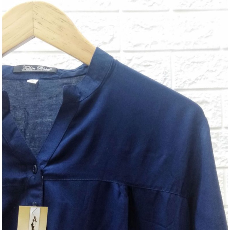 Blouse Polos Rayon - Navy - Milo - Army - Atasan Rayon - Katun Rayon - Fathin Basic-Navy