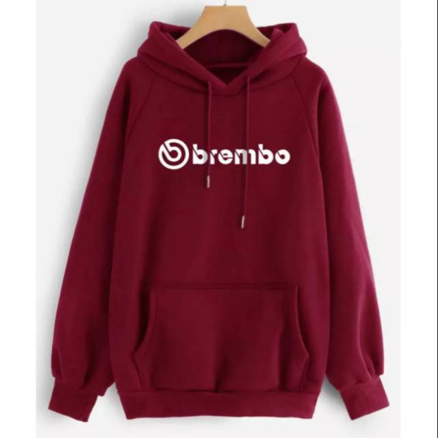 Jaket sweater hoodie maroon brembo