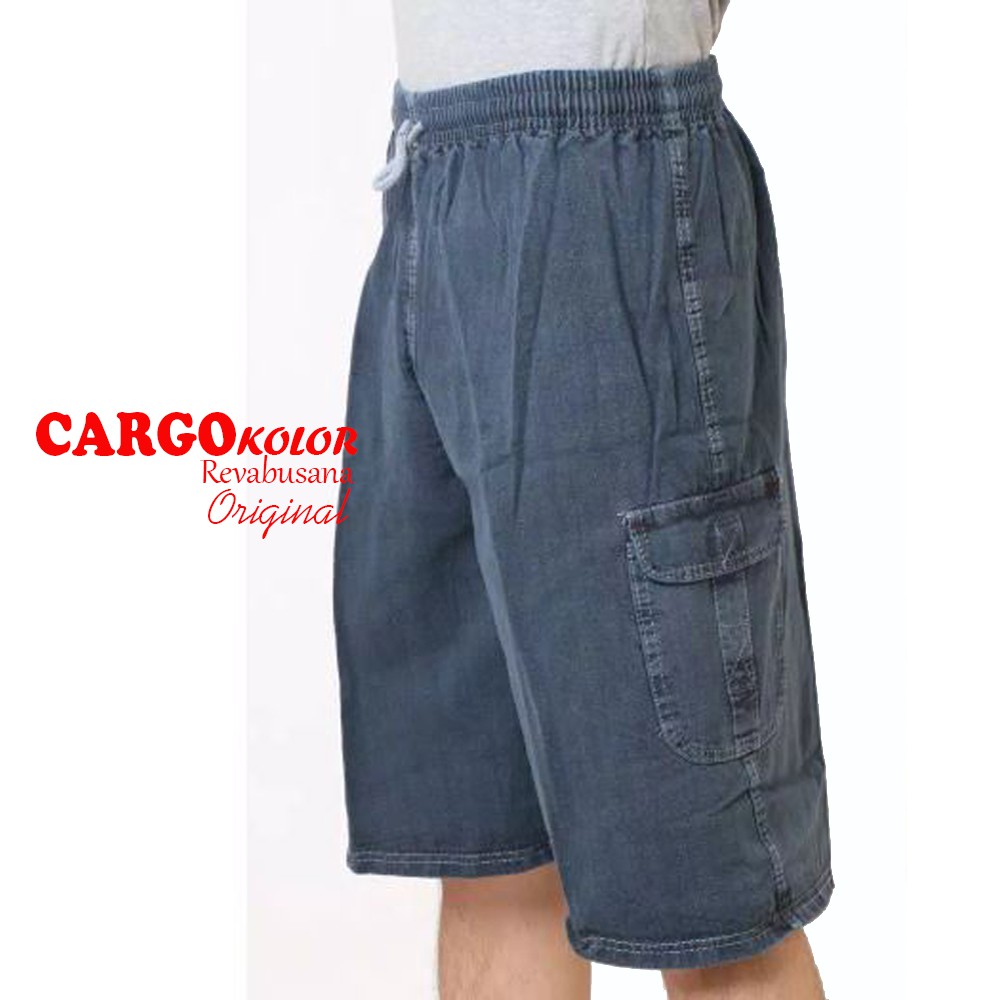 Celana Cargo Pendek Kolor Polos Bahan Semi Jeans Adem Nyaman Digunakan Harian Santai