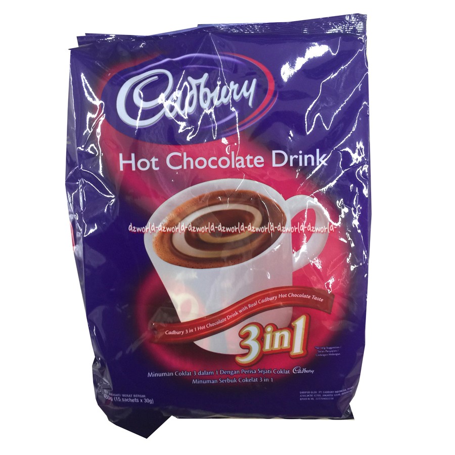 Cadbury hot Chocolate Drink 15sachet Minuman Coklat 3in1 Catbury Catburi Cadburi 15 sachet Coklat Bubuk Siap Minum Cadbury's