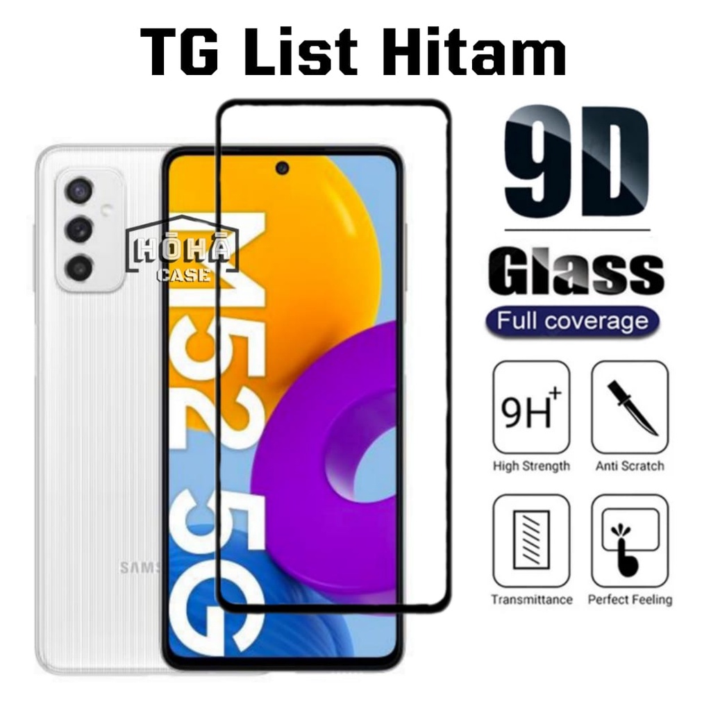 PROMO Tempered Glass SAMSUNG GALAXY M52 5G  Full Layar List Hitam Screen Guard Protector Antigores Kaca