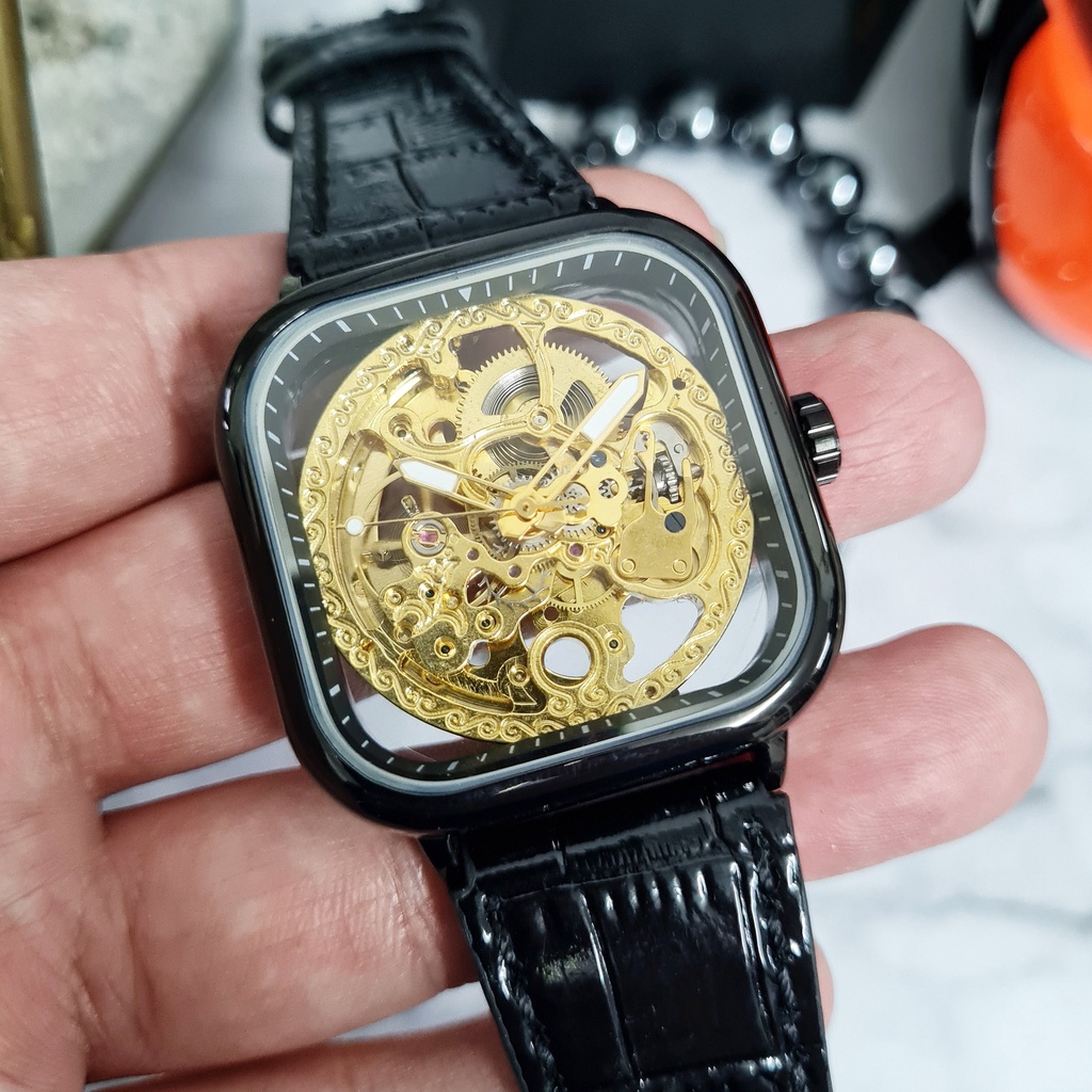 (COD) Jam Tangan Pria Original FORSINING Umbra Automatic Otomatis Skeleton Mechanical Mekanik Kotak 