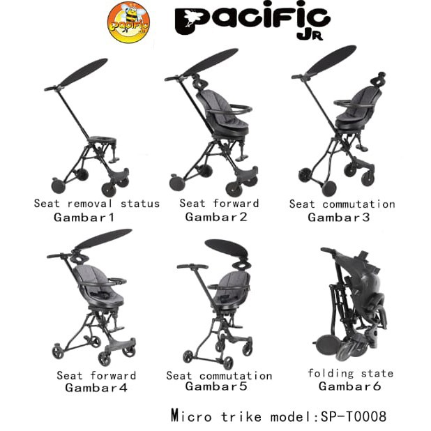 Baby ministry / MAGIC STROLLER LW-211/ LW-212/ PACIFIC / SP-T008/ kereta dorongan bayi / sepeda lipat / micro trike