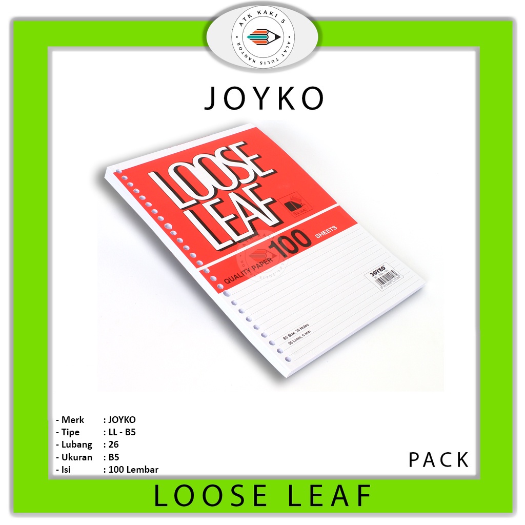 

JOYKO - Isi Kertas File Besar B5 100 lembar - Refill Loose Leaf - Pack