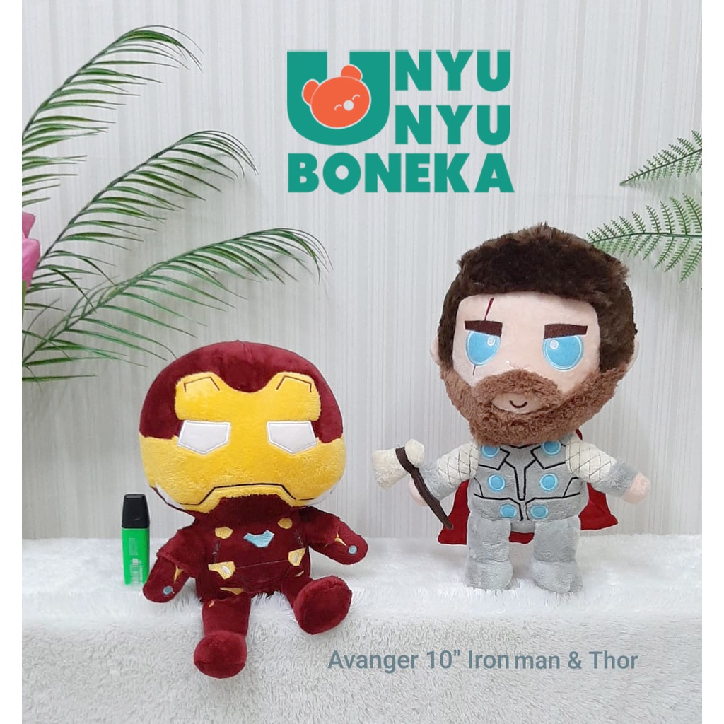 Boneka Avenger ironman &amp; thor 10&quot;/mainananak/superhero/hadiah/sovenir