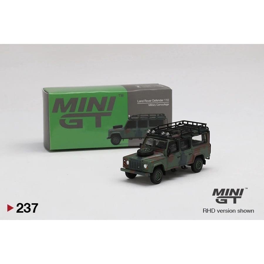 PROMO TERMURAH | Diecast Mini GT LAND ROVER DEFENDER 110 Military Camouflage Hijau Army Kamuflase Militer No 237 Mobil Mainan Anak Landy