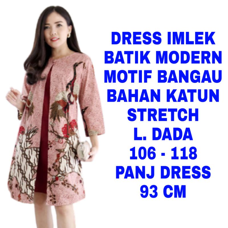 WK DRESS BATIK MODERN JUMBO DRESS IMLEK SINCIA BIG SIZE DRESS KERJA