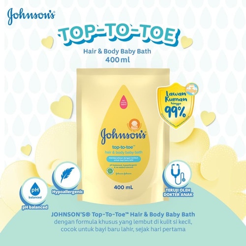 Johnson's Baby Bath tap to toe hair and body wash Refill 400 ml