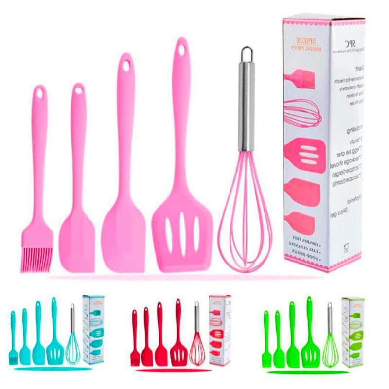 SPATULA SILICONE KAYU 12PCS+WADAH/SUTIL SCRAP SILICONE KITCHENWARE