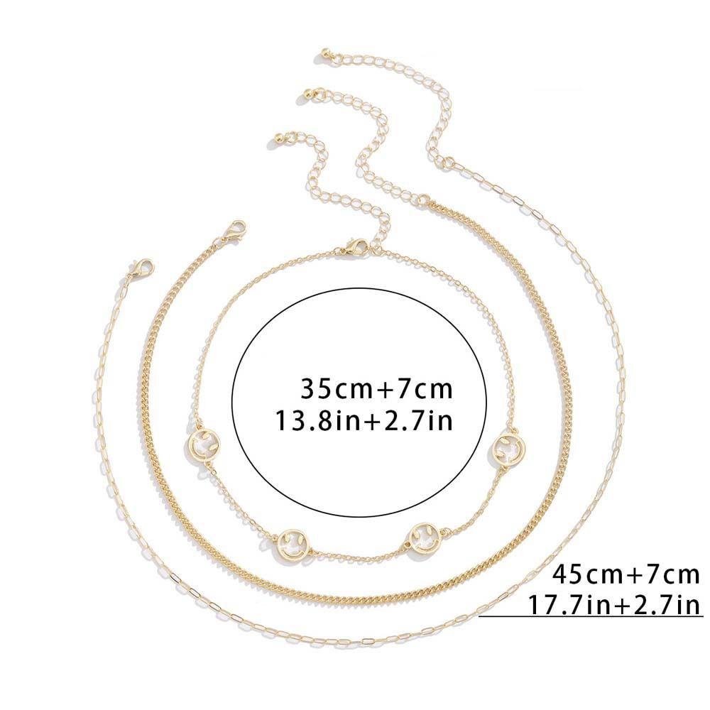 Mxbeauty Kalung Wanita Kepribadian Geometris Smiley Sederhana Multi-layer Hollow Alloy Hip Hop Gaya Korea Necklace