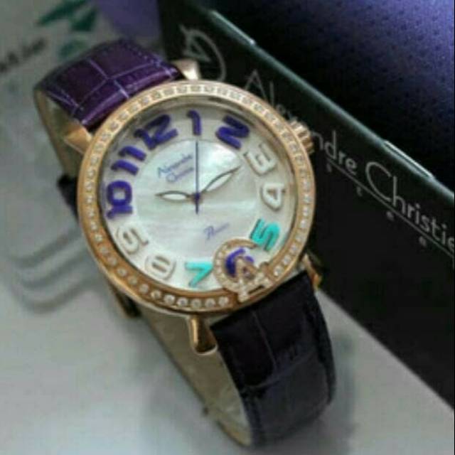 Jam Tangan Wanita Alexandre Christie AC 2391 Dark Purple Garansi Resmi 1 tahun