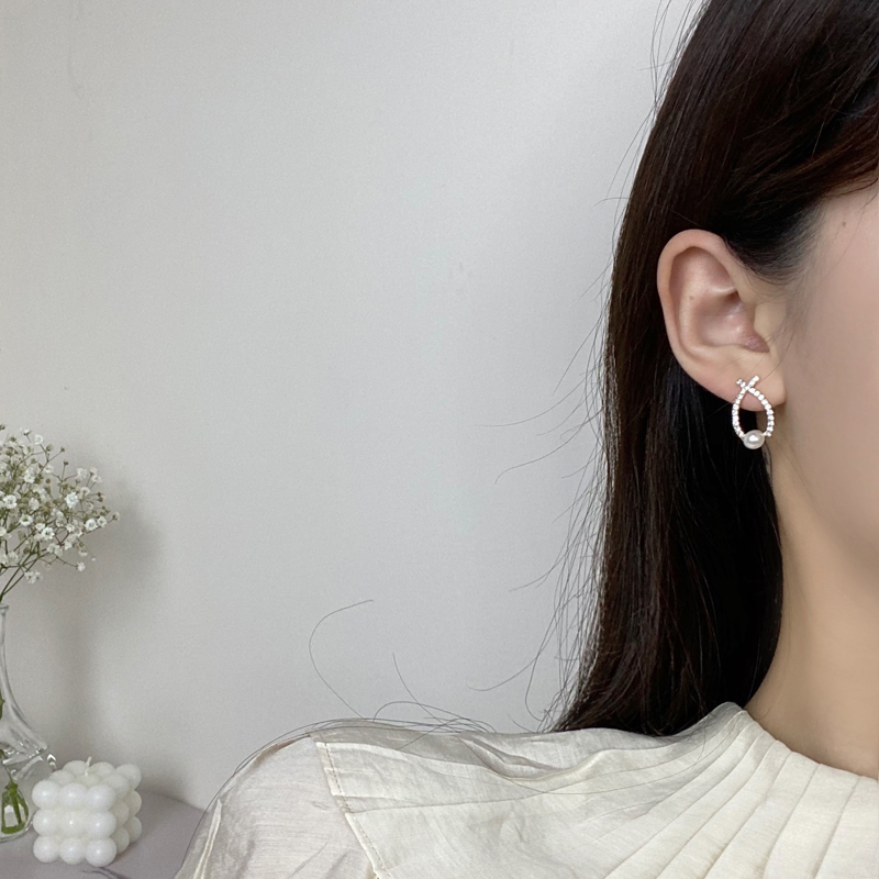 Korea Berlian Imitasi Geometris Silang Mutiara Anting Giwang Untuk Wanita Gadis Fashion Telinga Perhiasan Hadiah Permen JEWELRY