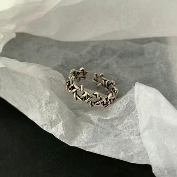 Cincin Model Terbuka Desain Angka Romawi Gaya Retro Korea Untuk Wanita