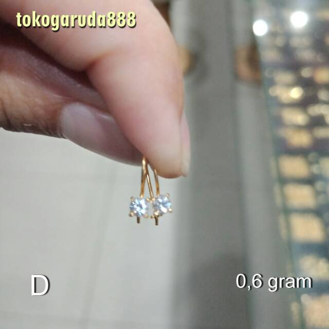 Anting giwang asli kadar 700 70% 22 gantung bulat merica kerawang desi love permata bunga paku