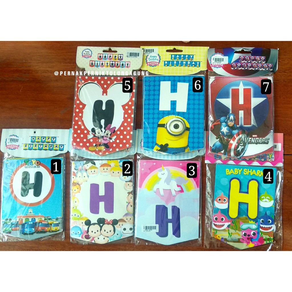 Banner Segilima Happy Birthday - HBD Polos Motif aneka warna