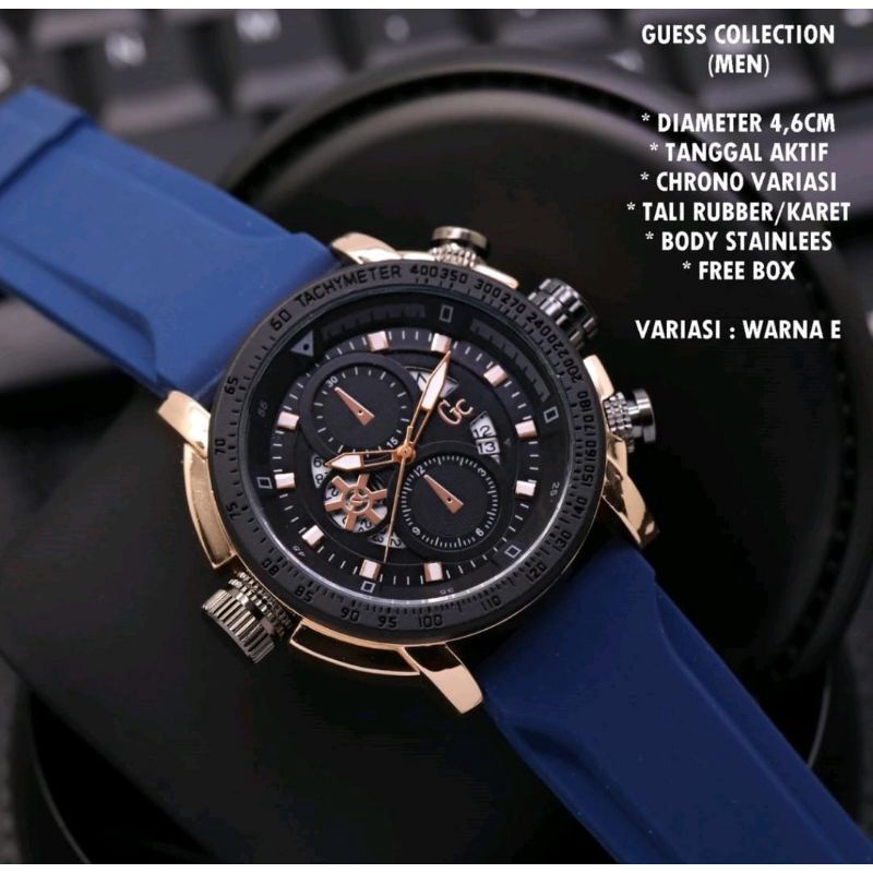 Jam Tangan G-Collection Rubber Chrono Tgl Aktif Jam Tangan Pria GC Jam Tangan Fashion