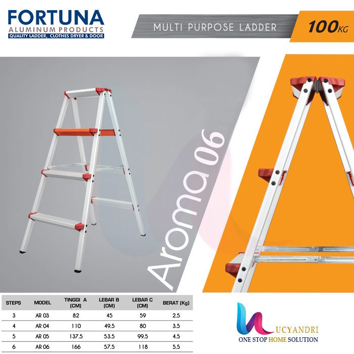 TANGGA LIPAT ALUMINIUM PREMIUM AROMA AR 06 MURAH TEBAL KOKOH BAGUS