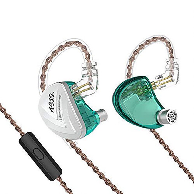 KZ AS12 Knowledge Zenith 6 Balanced Armature IEM In Ear Earphone Mic