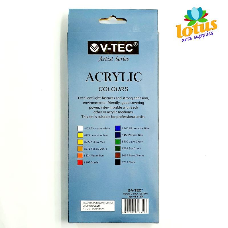 

bib V-TEC Acrylic Colour set 12 warna x 12ml tube