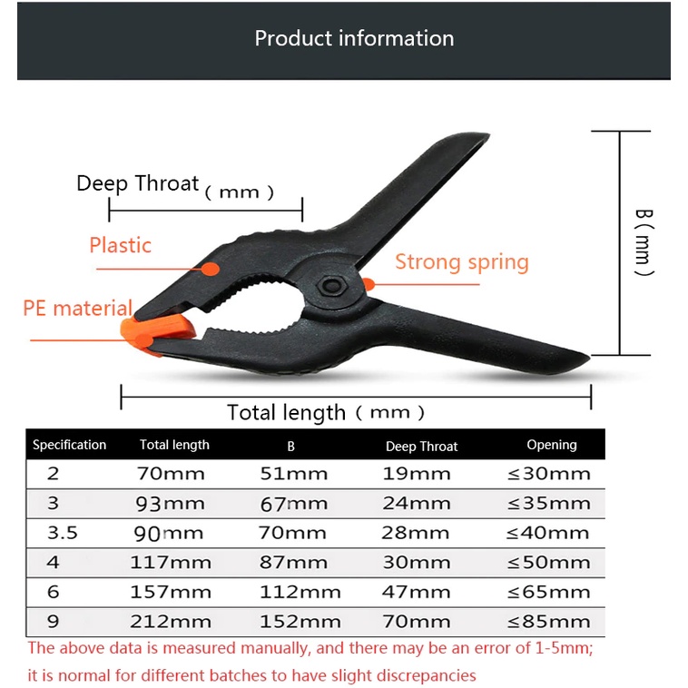 A Spring Clamp 2&quot; 3&quot; 4&quot; 6&quot; 9&quot; - Nylon - Alat Penjepit Kayu Besi Catok