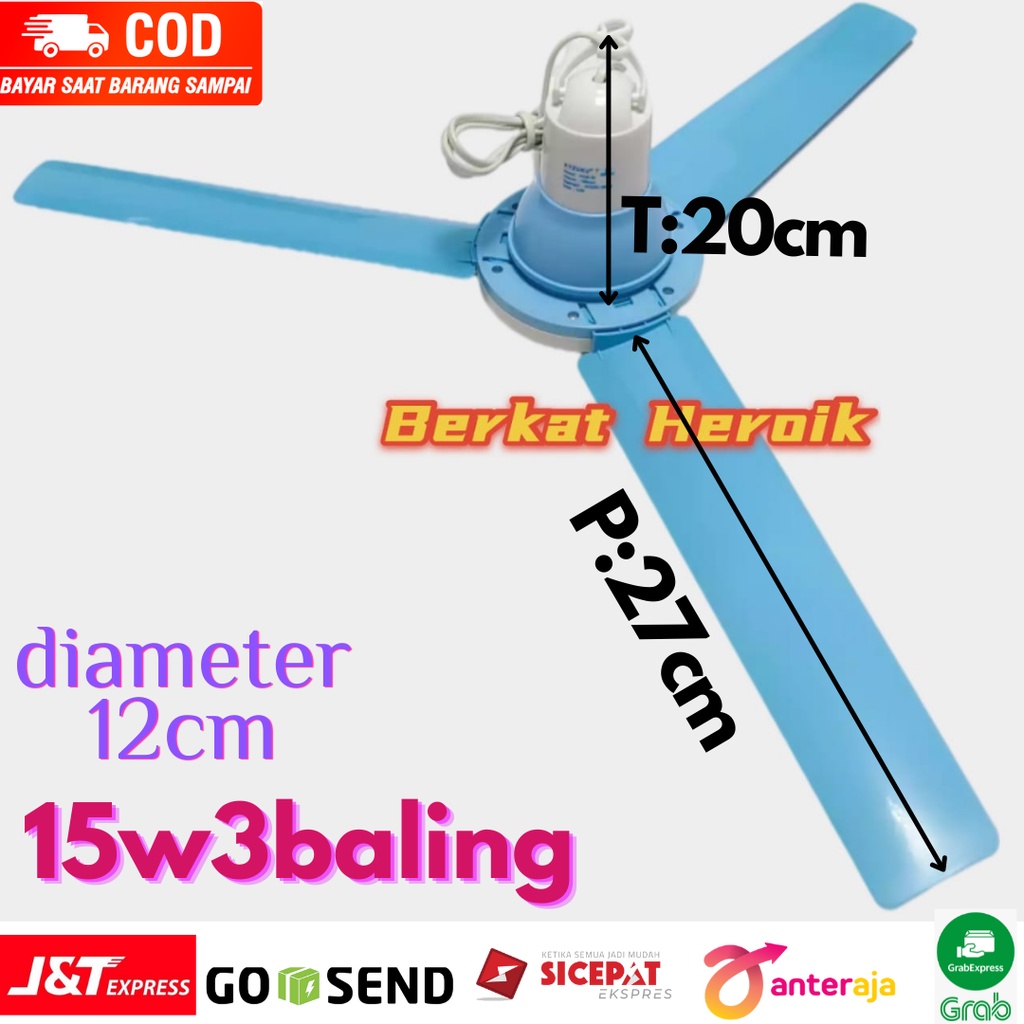 Kipas Angin Gantung Kyzuku 15 watt 3 baling / Kipas mini fan 15 w / Kipas Gantung