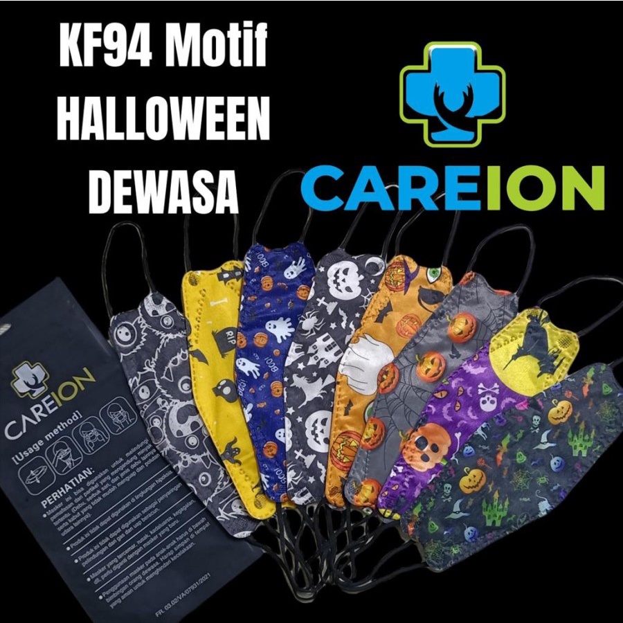 MASKER KF94 CAREION DEWASA MASKER CAREION KF 94 MOTIF HALLOWEEN ISI 10PC