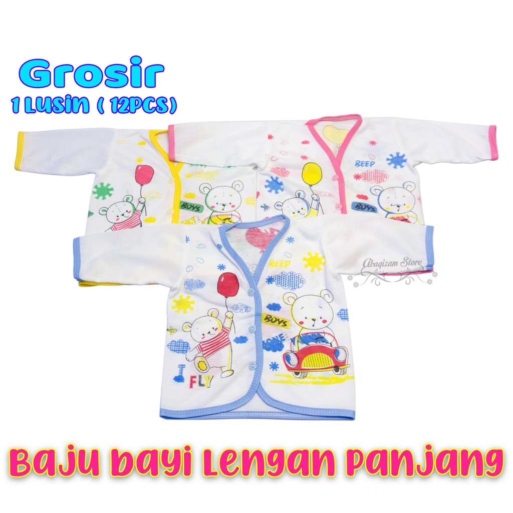Grosir - 12Pcs baju bayi Lengan Panjang 1 Lusin