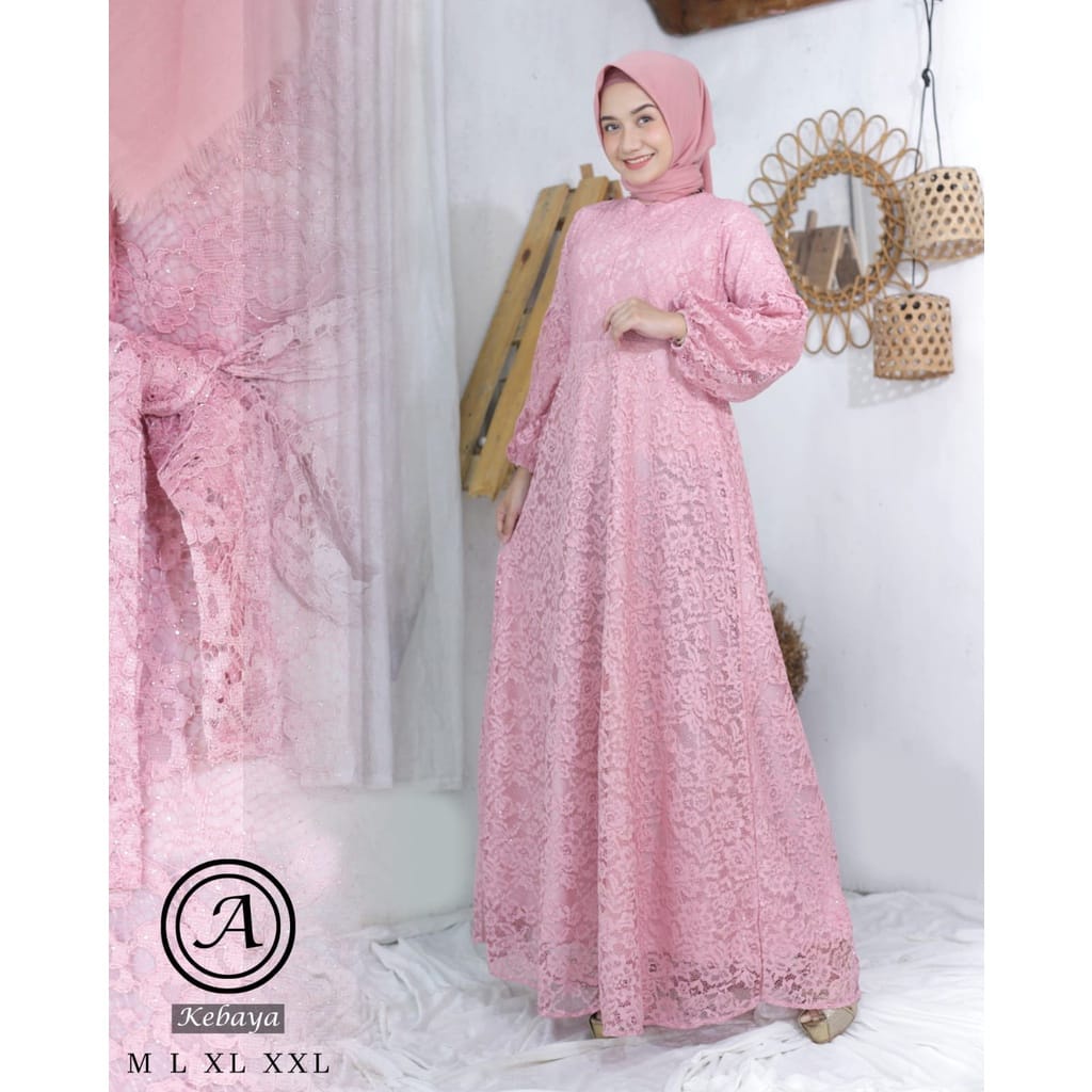 Aldine gamis brukat tule//gamis pesta modern//gamis wanita //fashion wanita terbaru