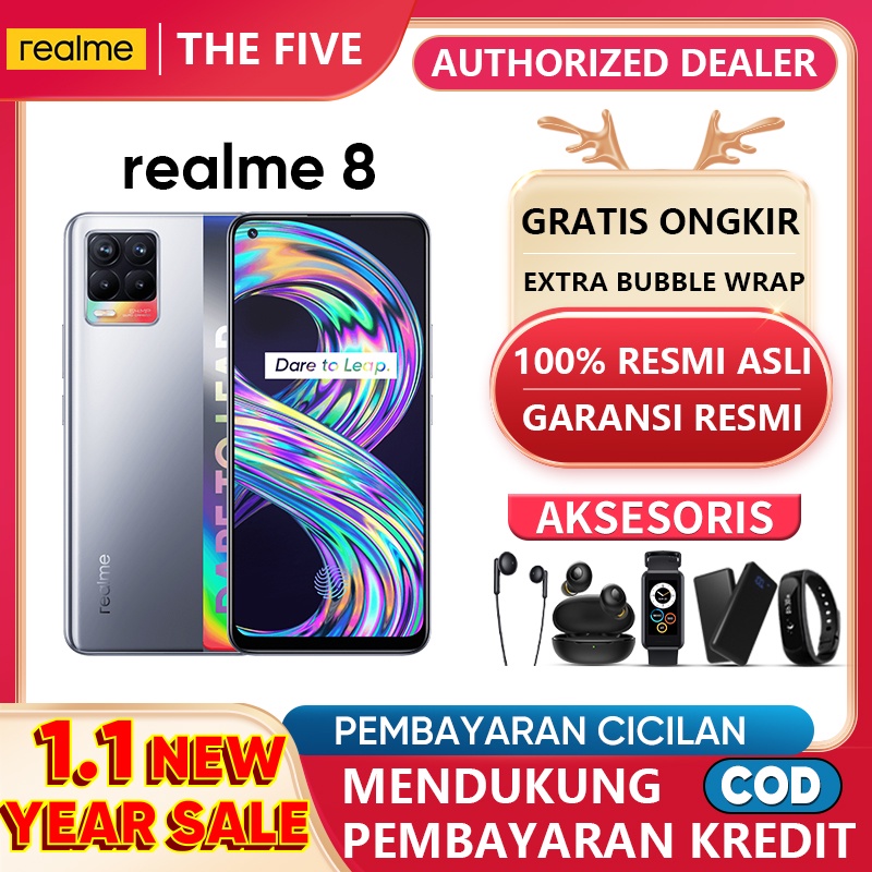 hp realme 8 128gb resmi/realme 8 pro 8 128gb SuperAMOLED,64MP AI Quad Camera,HelioG95 Garansi resmi-realme 8/silver