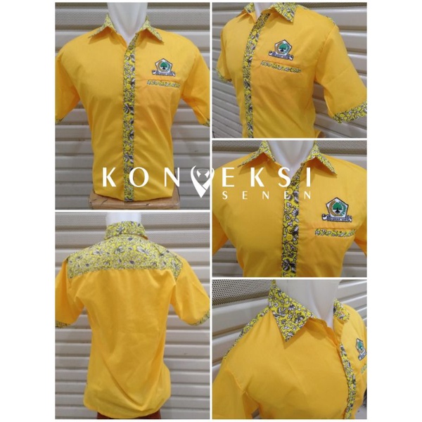 kemeja golkar kombinasi batik terbaru