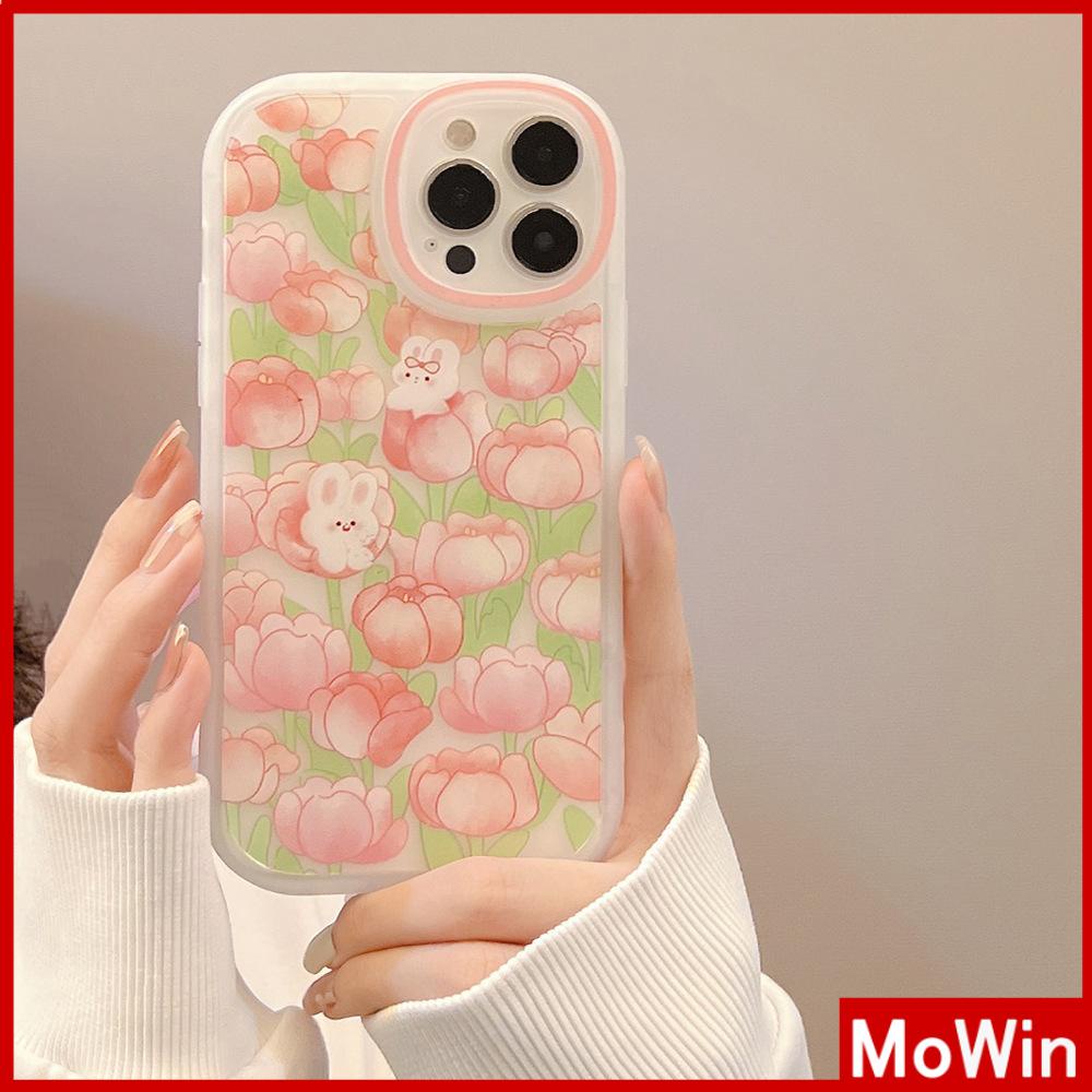 iPhone Case Silicone Soft Case Clear Case TPU Airbag Shockproof Full Coverage Protection Camera Pink Flower Rabbit For iPhone 13 Pro Max iPhone 12 Pro Max iPhone 11 iPhone 7 Plus