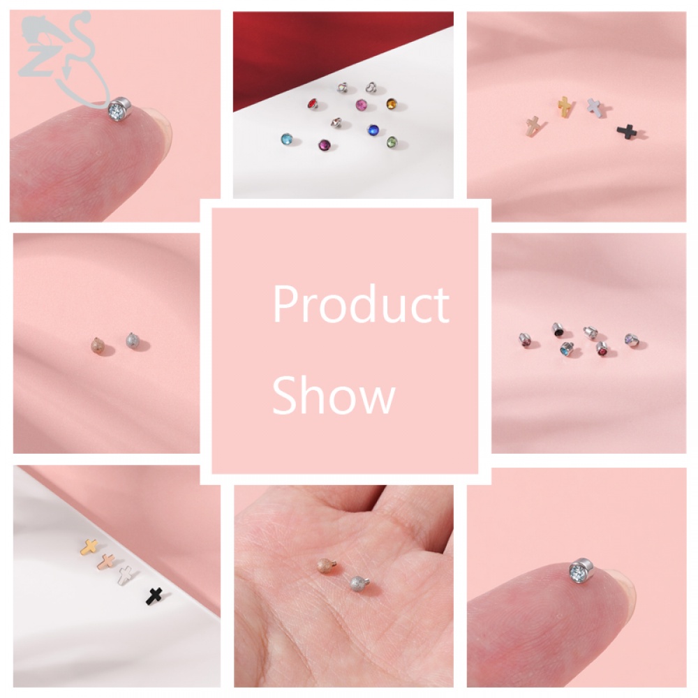 1 Set 16G Stainless Steel Micro Dermal Piercing CZ Crystal Dermal Anchor Surface Piercings Skin Diver Body Piercing