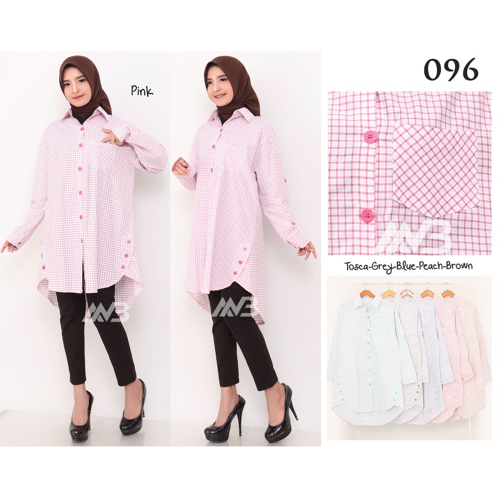 LINFORD  - Tunik Kemeja EVANEE Wanita Kotak-Kotak 3L XXXL Jumbo LD 112 cm PJ 90 cm / Tunik Perempuan